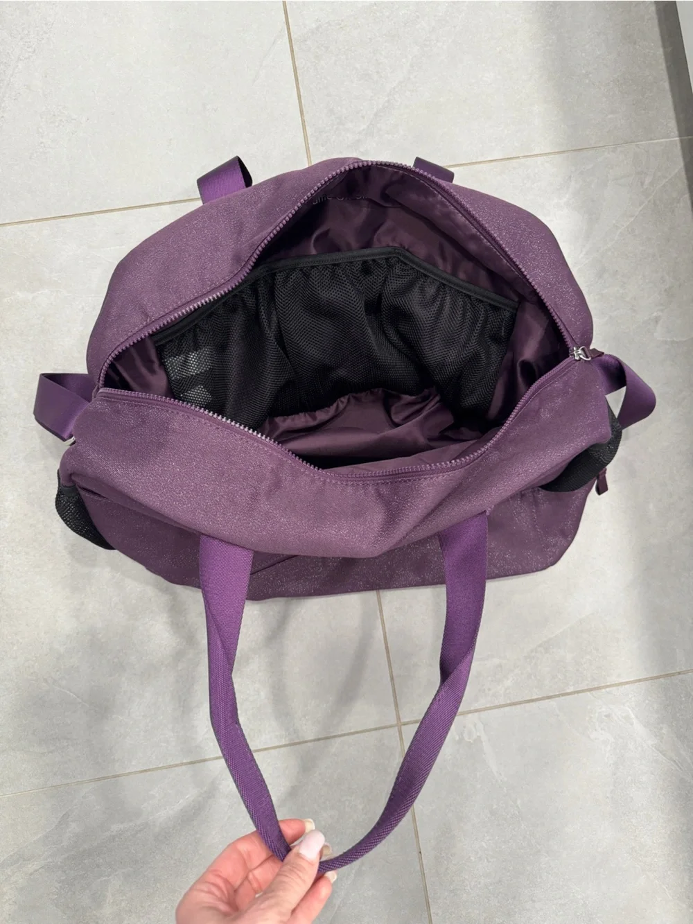 Ivivva Purple Sparkle Travel Duffel Bag with Dual Handles